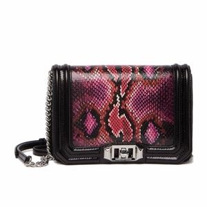 NWT $228 Rebecca Minkoff Snake Embossed Leather Crossbody Bag - Pink / Black!